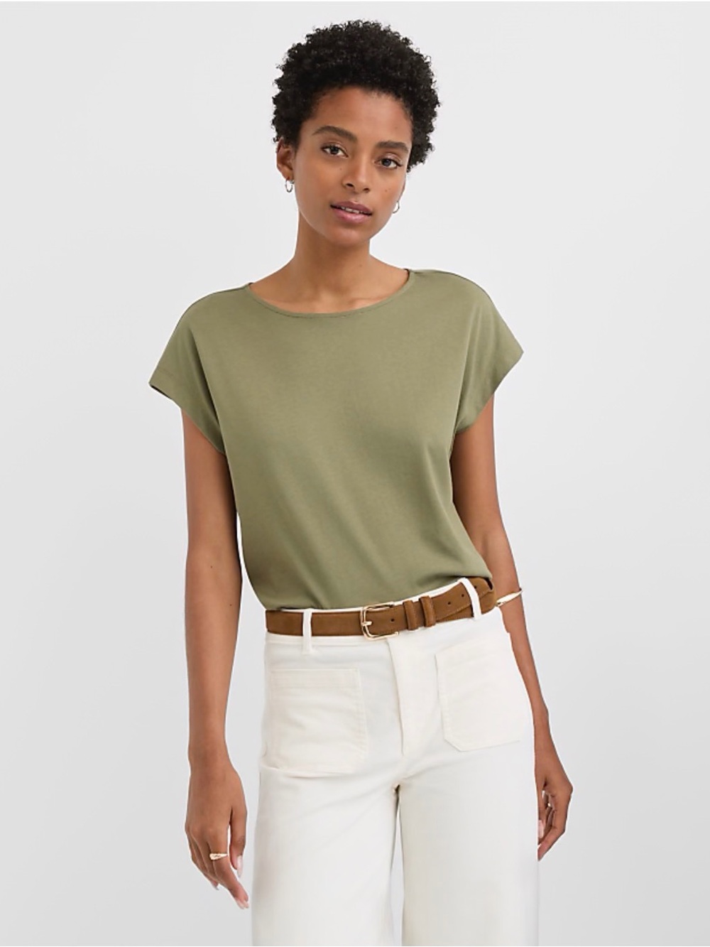 LOFT Olive Green Cap Sleeve Dolman Tee